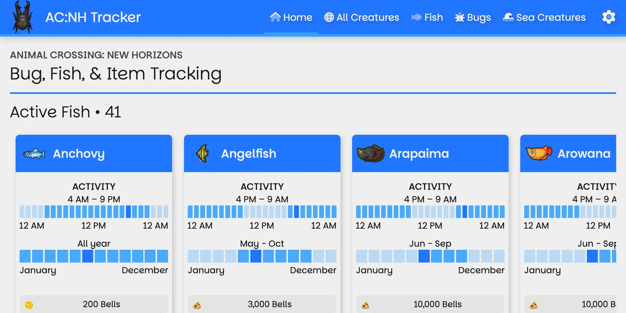 AC:NH Creature List